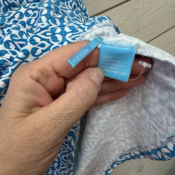 J.McLaughlin Blue & White Printed Smocked-Back Tank Top – Size XL - Picture 4 of 5